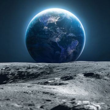 moon and earth moon with craters in deep black space moonwalk earth at night elements of this image furnished by nasa