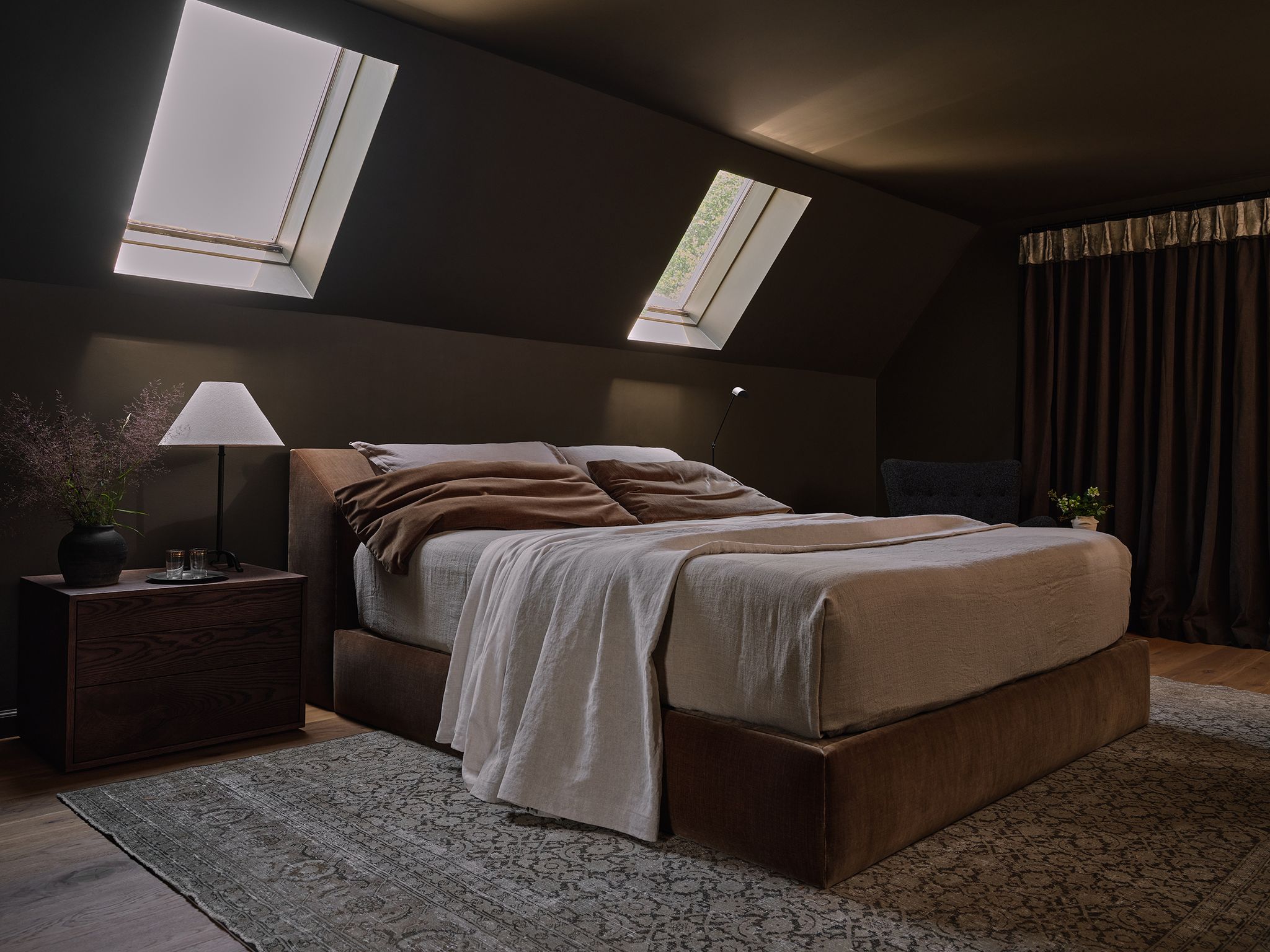 bedroom with sloping ceiling