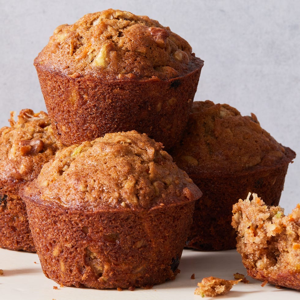 muffins with raisins, carrots, apples, and walnuts