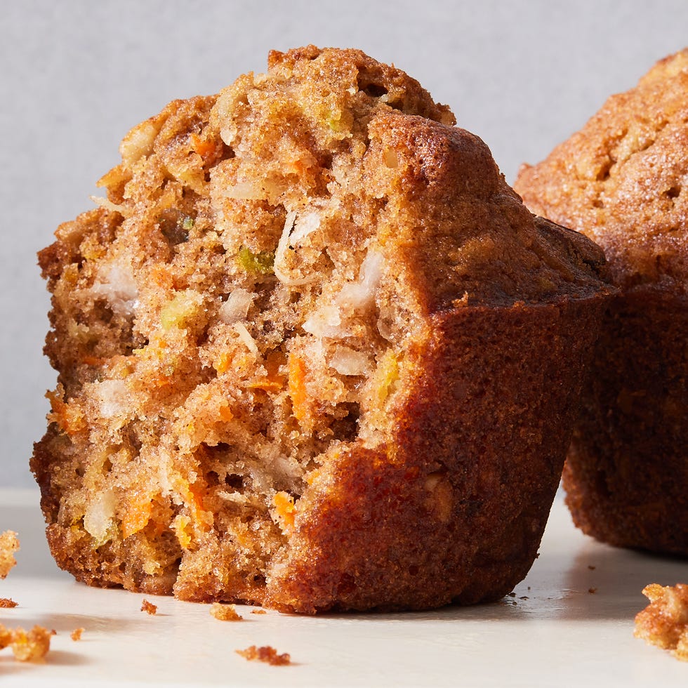 muffins with raisins, carrots, apples, and walnuts