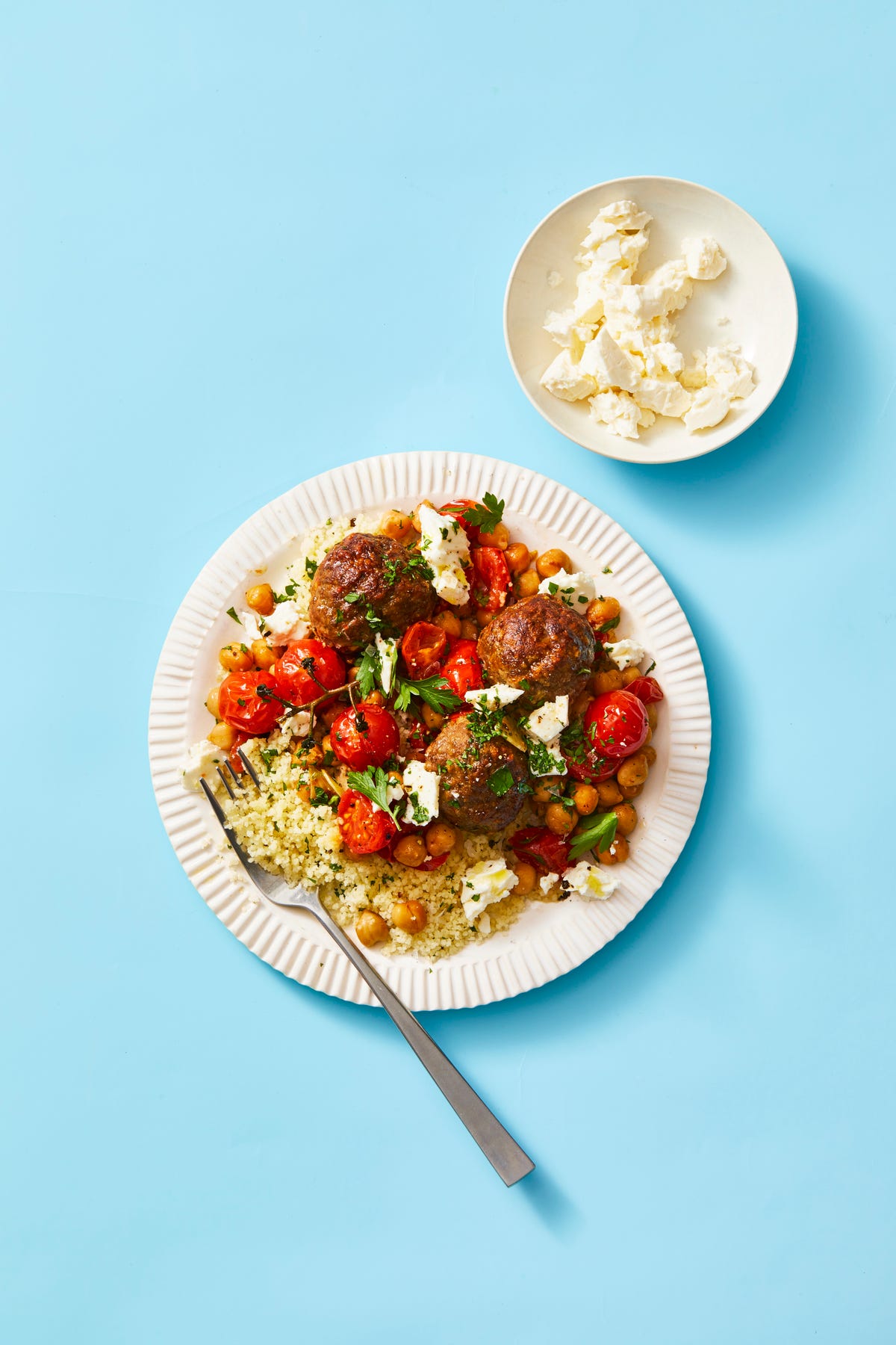 Mediterranean Glow Bowl with Morrocan Spiced Meatballs