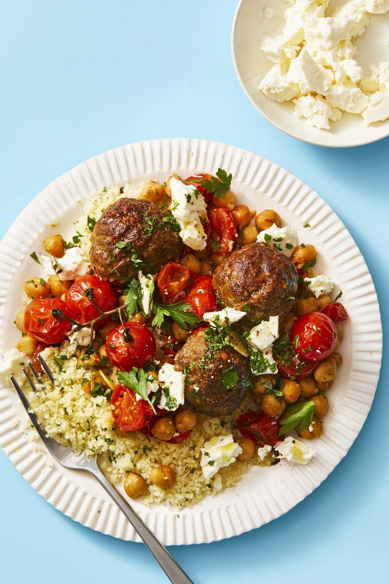 moroccan meatballs on a white plate