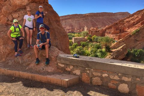 Runners take a break for a photo in Morocco's Ounila Valley