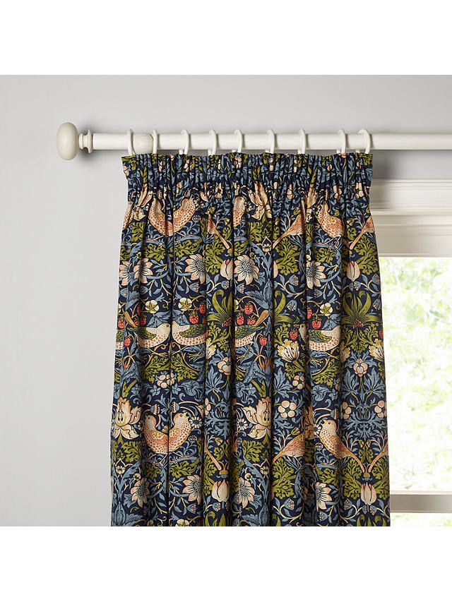 Blue/Green Next Nordic Floral Print Eyelet Lined Curtains