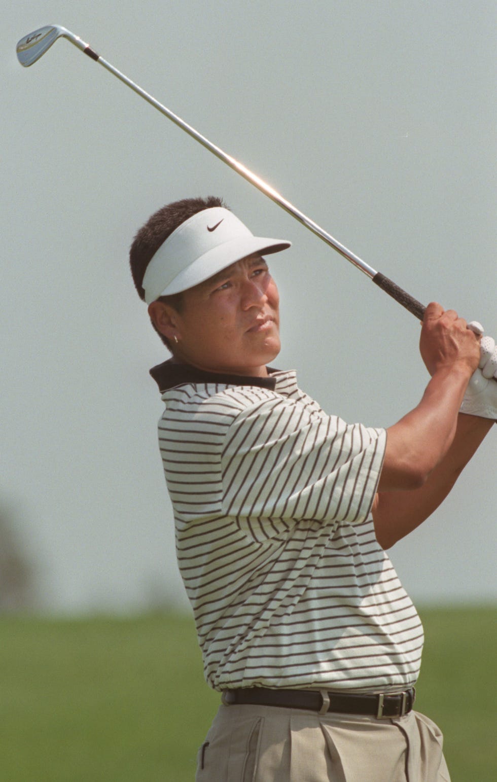 in this photo morton, mn, monday, 872000 pga tour star notah begay iii watched his drive during the skins game at the grand opening of the dacotah ridge course in morton mn begay, a former teammate of tiger woods at stanford univ, is a four time