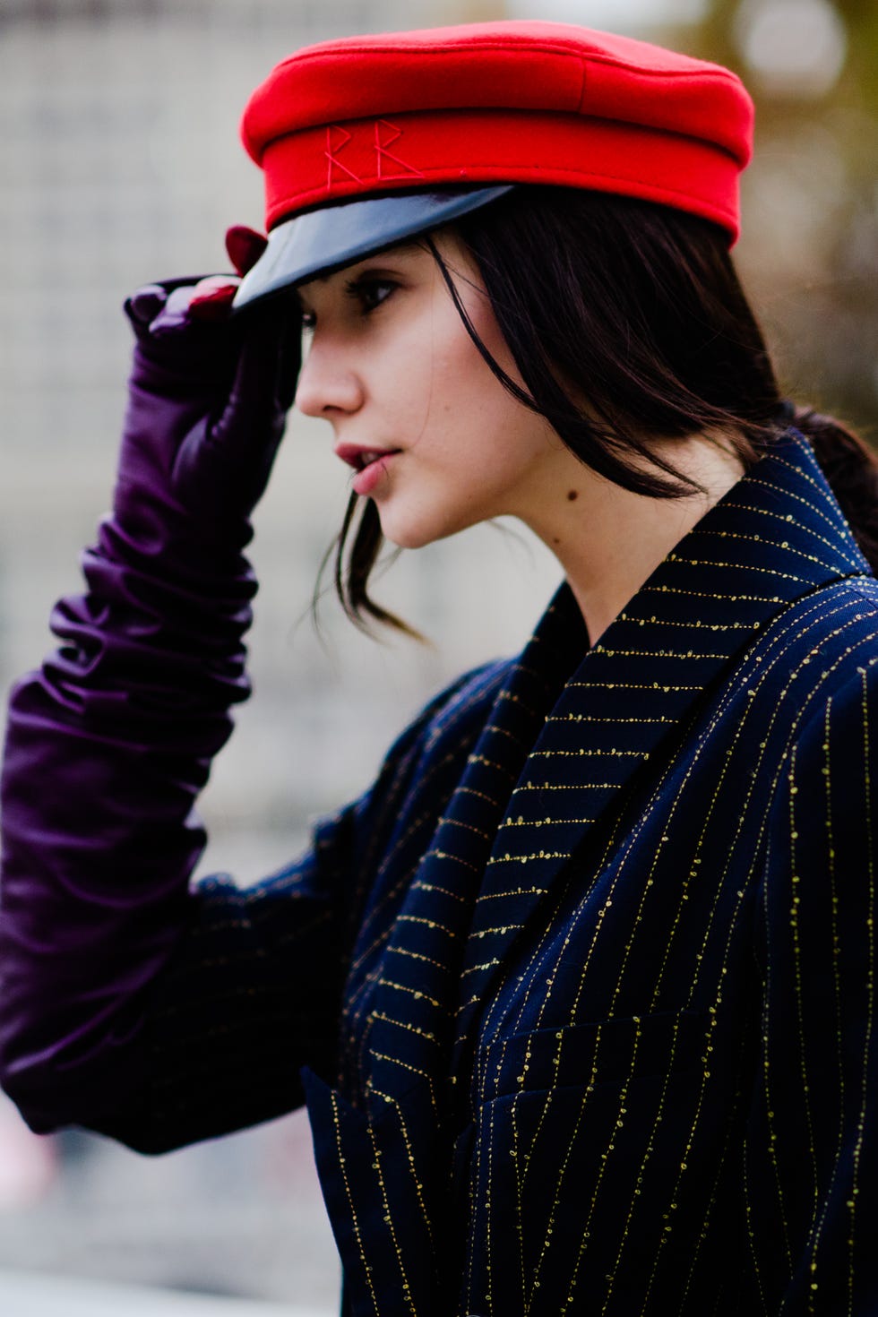 Black, Clothing, Beauty, Fashion, Red, Street fashion, Lip, Pink, Model, Hat, 