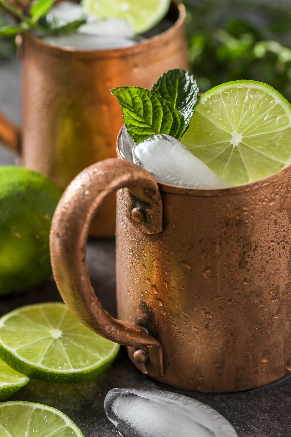 Moscow Mule Copper Mug With Lime And Mint
