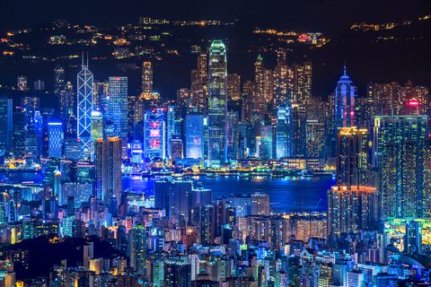 hong kong china skyline at night