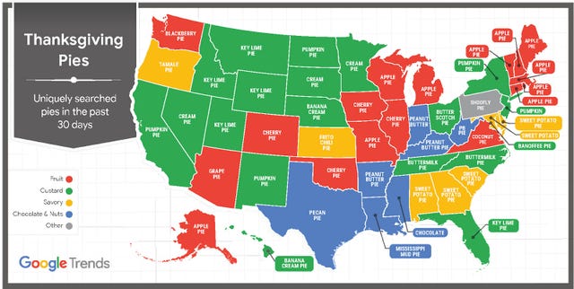 This Map Shows Popular Thanksgiving Pies in Every State 2023