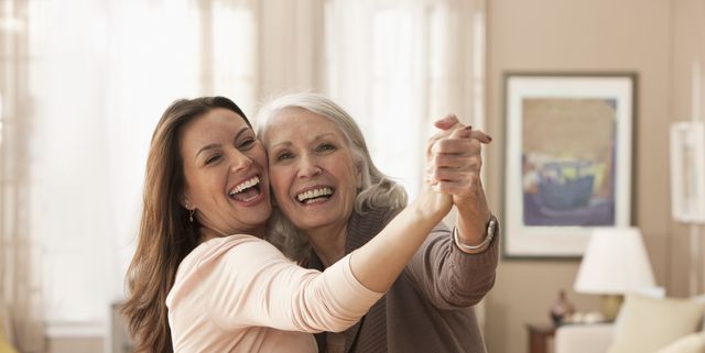 mother and daughter dancing