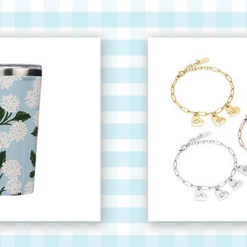 hydrangea insulated tumbler and chain bracelet with initial heart charms