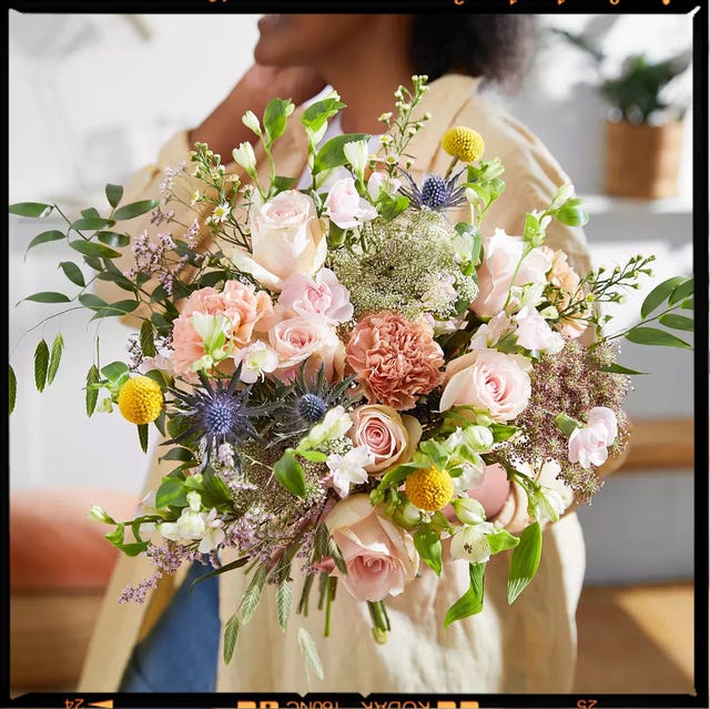 a bouquet of flowers and an eyemask