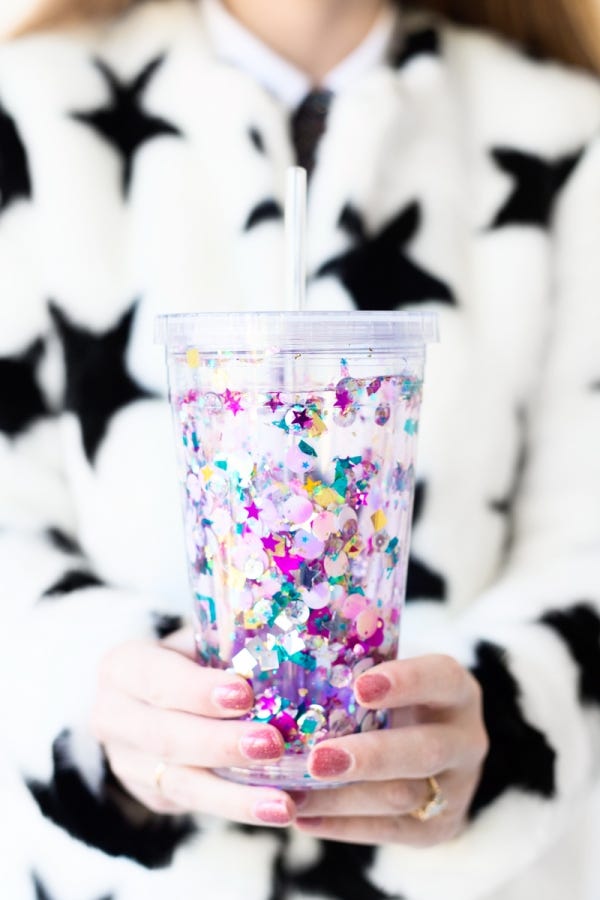 reusable glitter tumbler