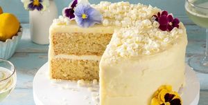 lemon layer cake with edible flowers