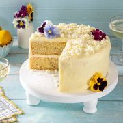 lemon layer cake with edible flowers