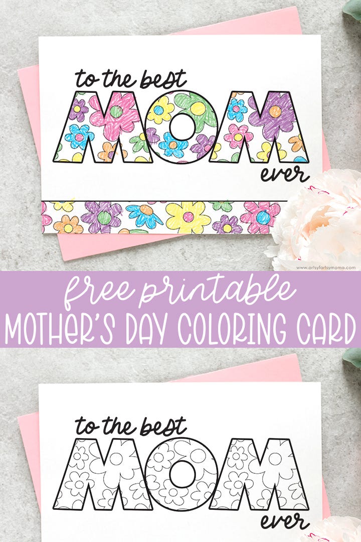 mothers day card ideas coloring card
