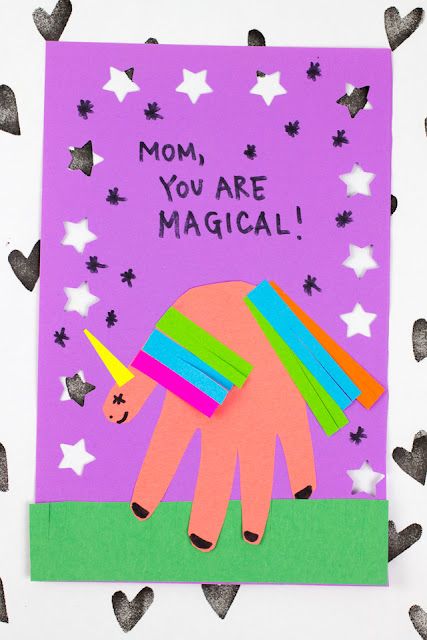 mothers day card ideas unicorn handprint card