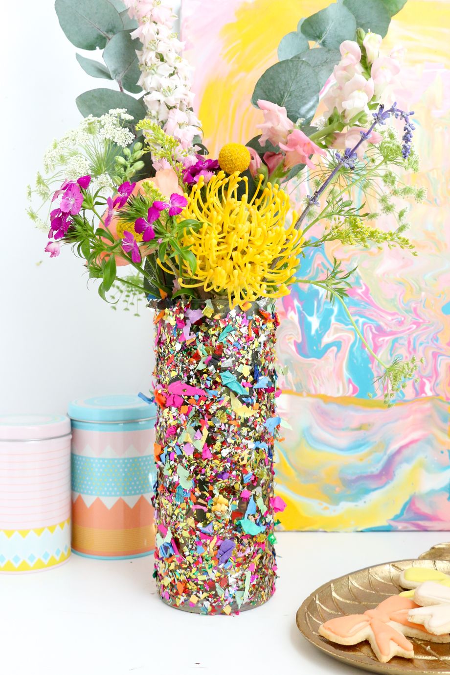 mothers day crafts  confetti flower vase