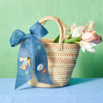diy paper flowers and embellished bow basket