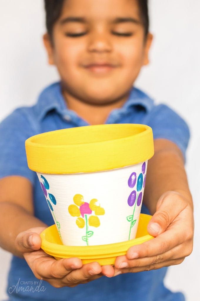 mothers day crafts for kindergarteners finger print flower pot