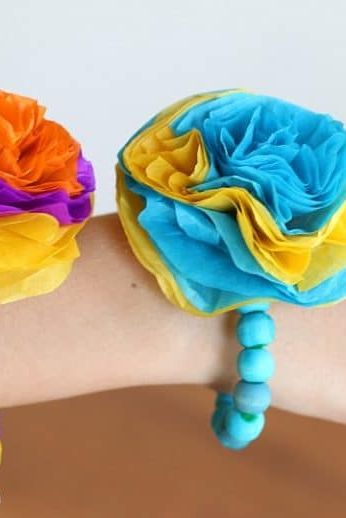 mothers day crafts  tissue paper flower bracelet