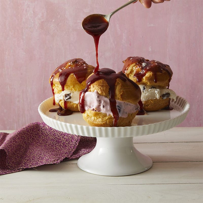 mothers day desserts cherry caramel ice cream puffs