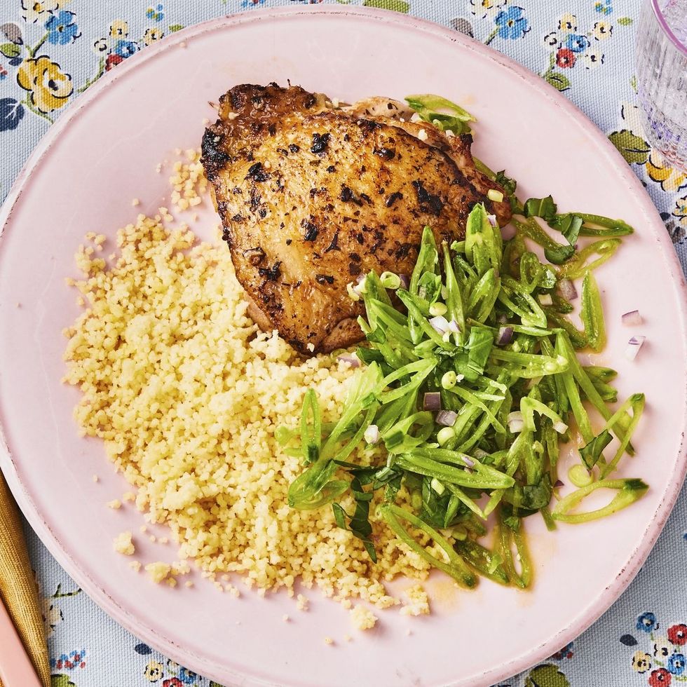 lemon herb chicken with snap pea salad