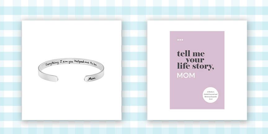 silver cuff bracelet and book titled tell me your life story