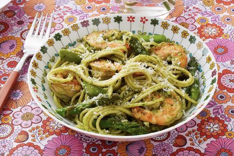 mothers day lunch shrimp pesto pasta