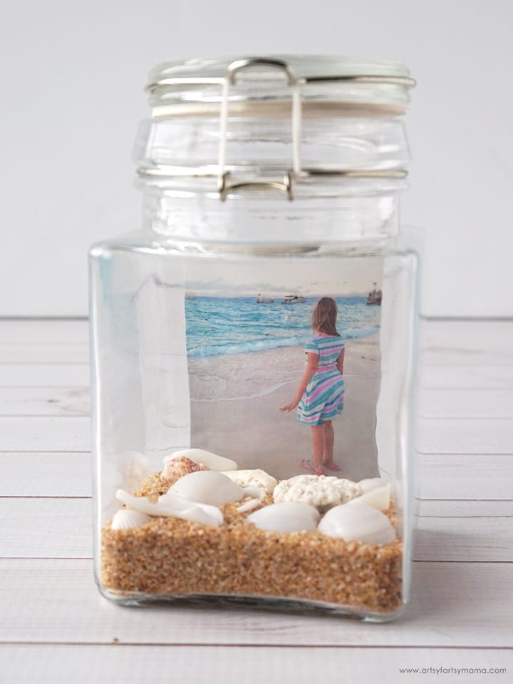 beach photo memory jar