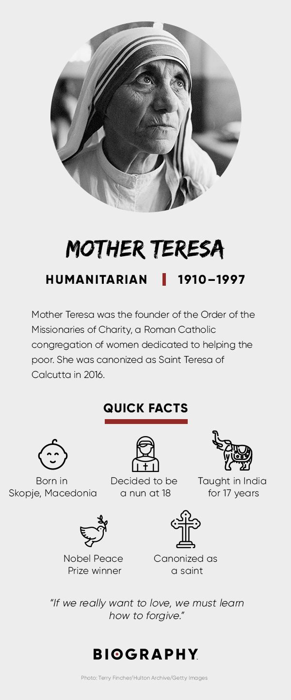 Mother Teresa Fact Card