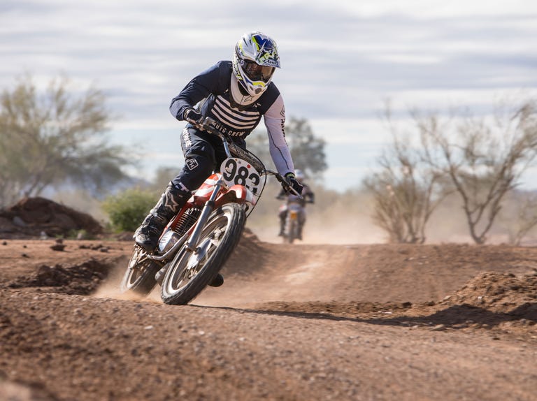 Vintage two-stroke motocross racing desert adventure