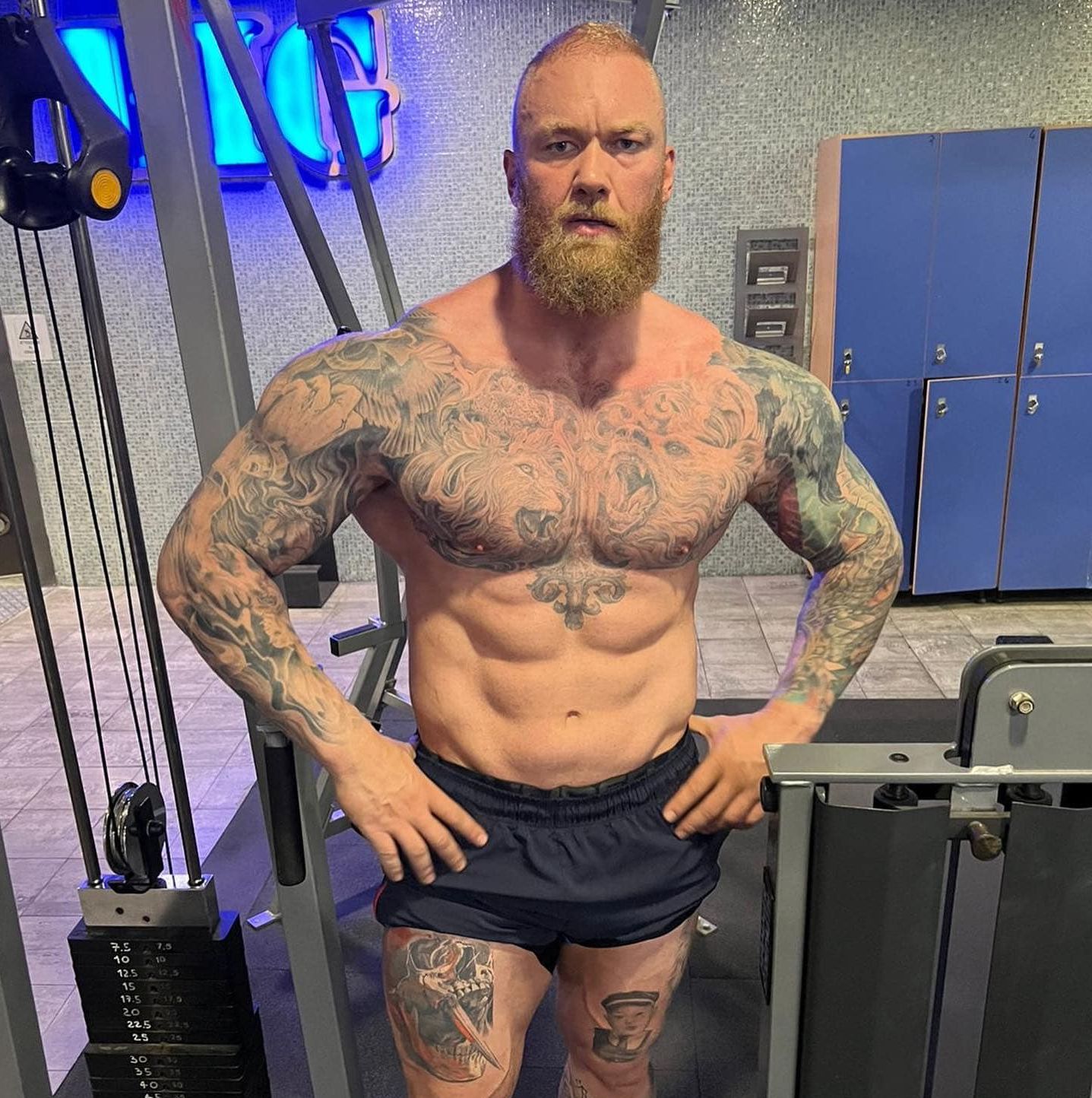 The Mountain Shows Off His Ripped Physique During Back and Ab Workout