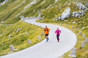 mountain running couple