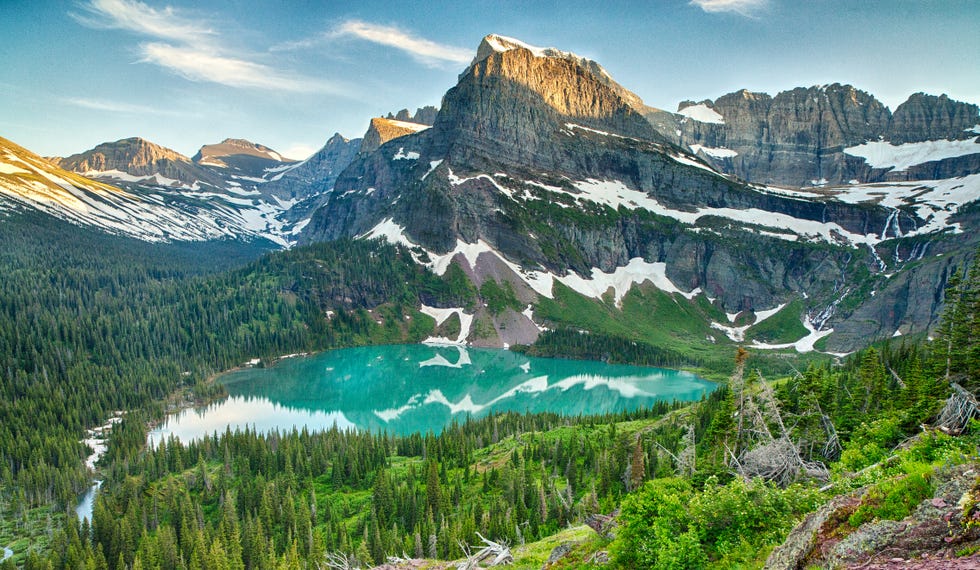 mountains in glacier national park in montana, usa