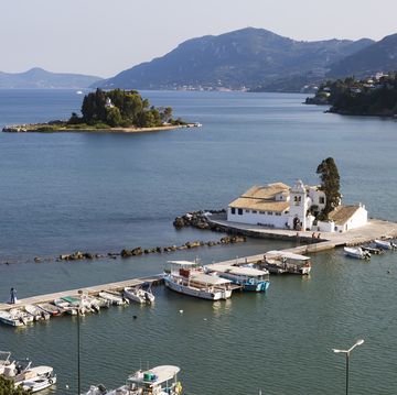 mouse island and the vlacherna monastery on the kanoni peninsula