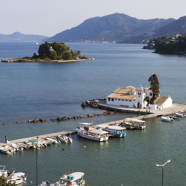 mouse island and the vlacherna monastery on the kanoni peninsula