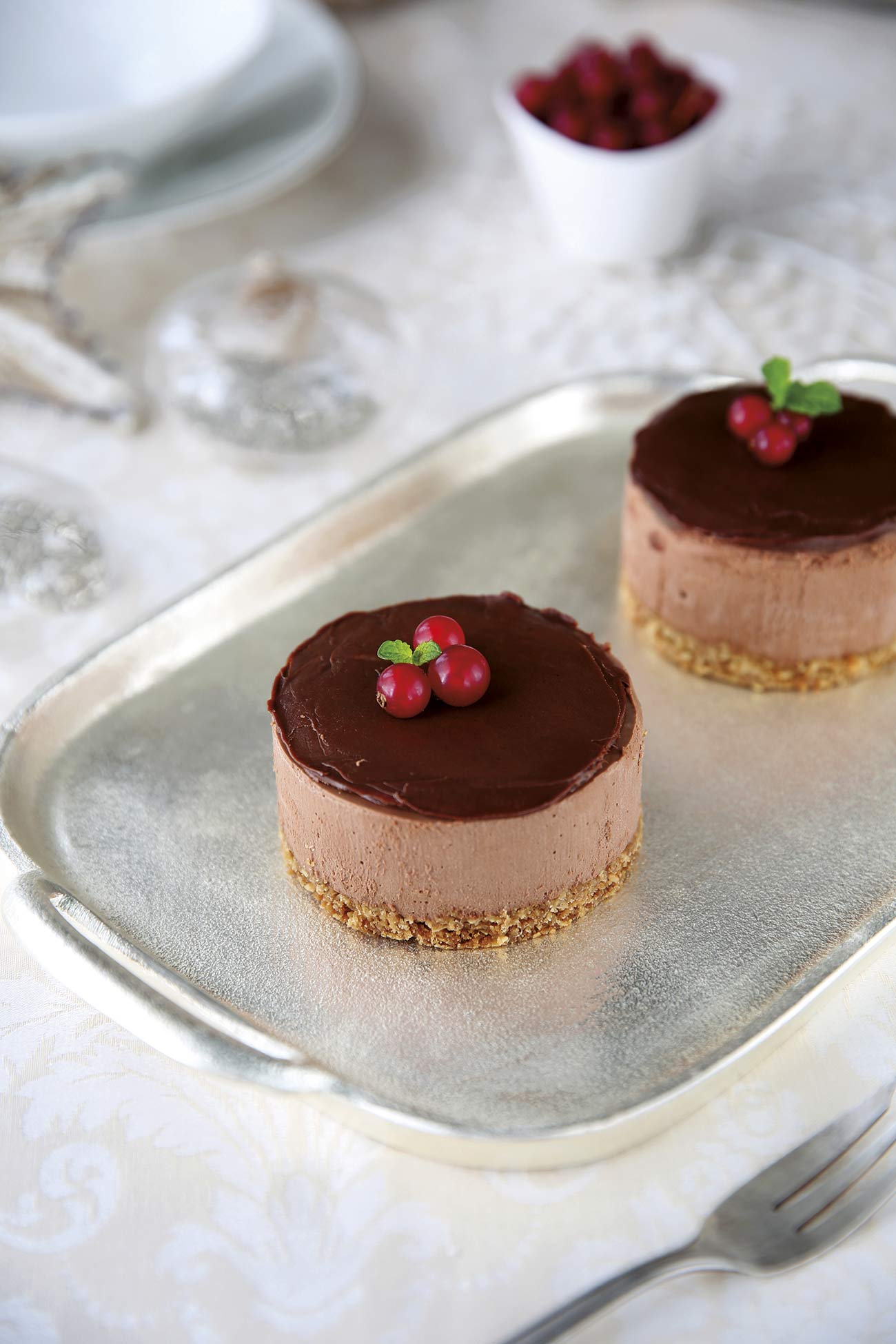 mousse de chocolate con grosellas