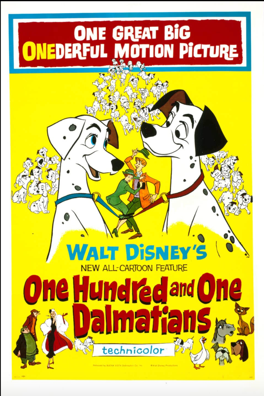 movie poster for one hundred and one dalmatians