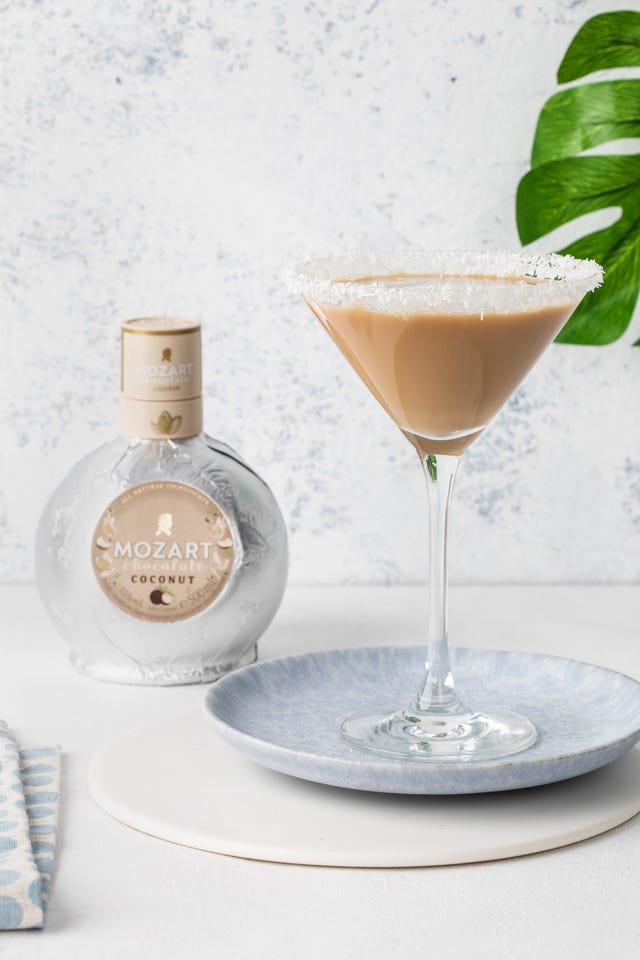 a mozartini cocktail in a glass