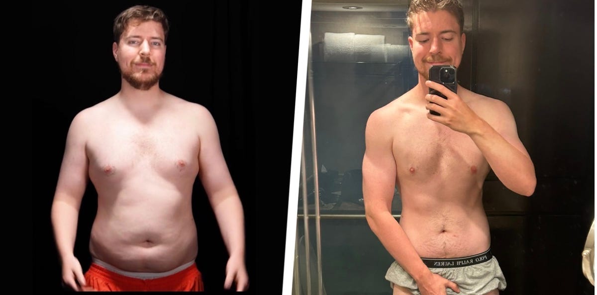 Obese' MrBeast reveals shocking beach bod transformation