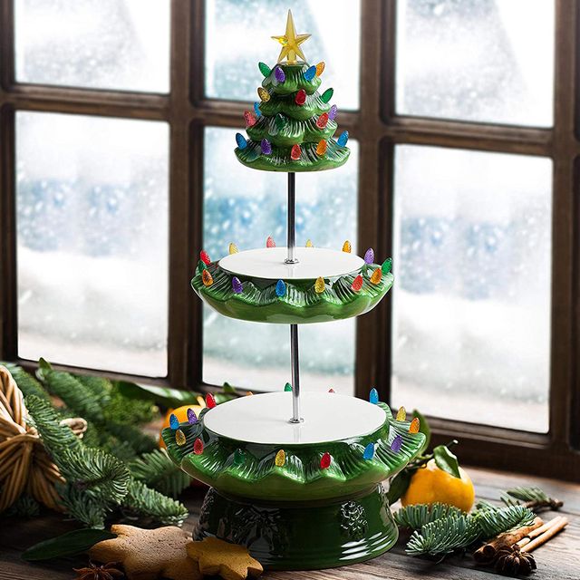 mr christmas nostalgic tree cupcake plate stand