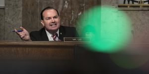 washington, dc   september 30 sen mike lee r ut, speaks during a hearing on wednesday, september 30, 2020 on capitol hill in washington, dc the committee is exploring the fbi's investigation of the 2016 trump campaign and russian election interference photo by stefani reynolds poolgetty images