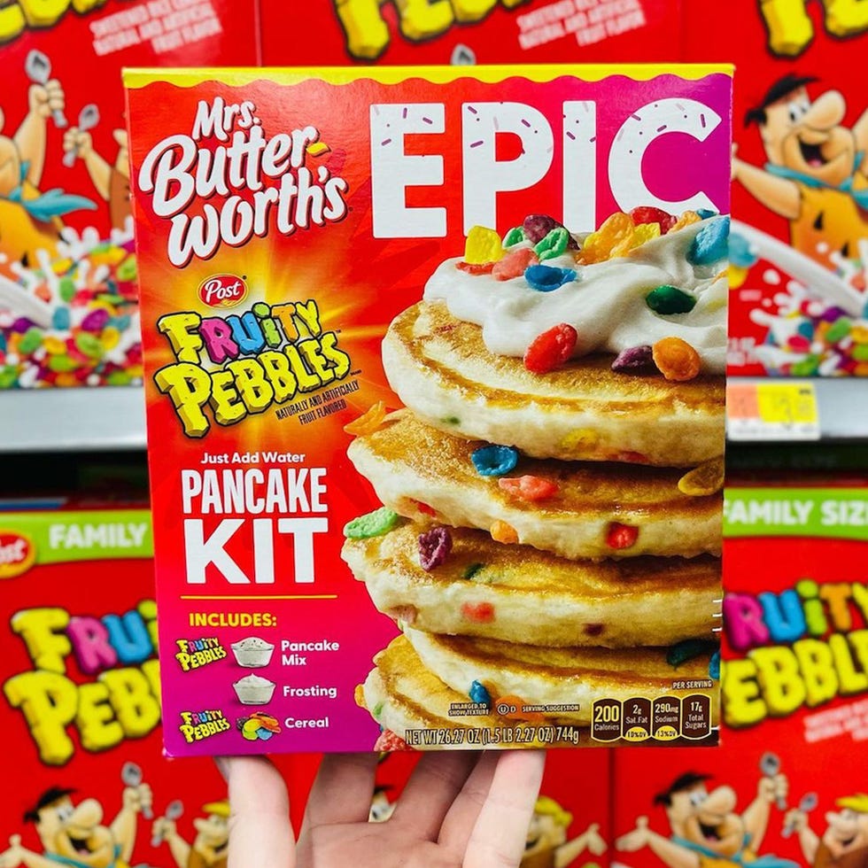 mrs butterworth's post fruity pebbles epic pancake kit
