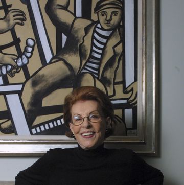 file the art collector and patron emily fisher landau sits in front of fernand leger's