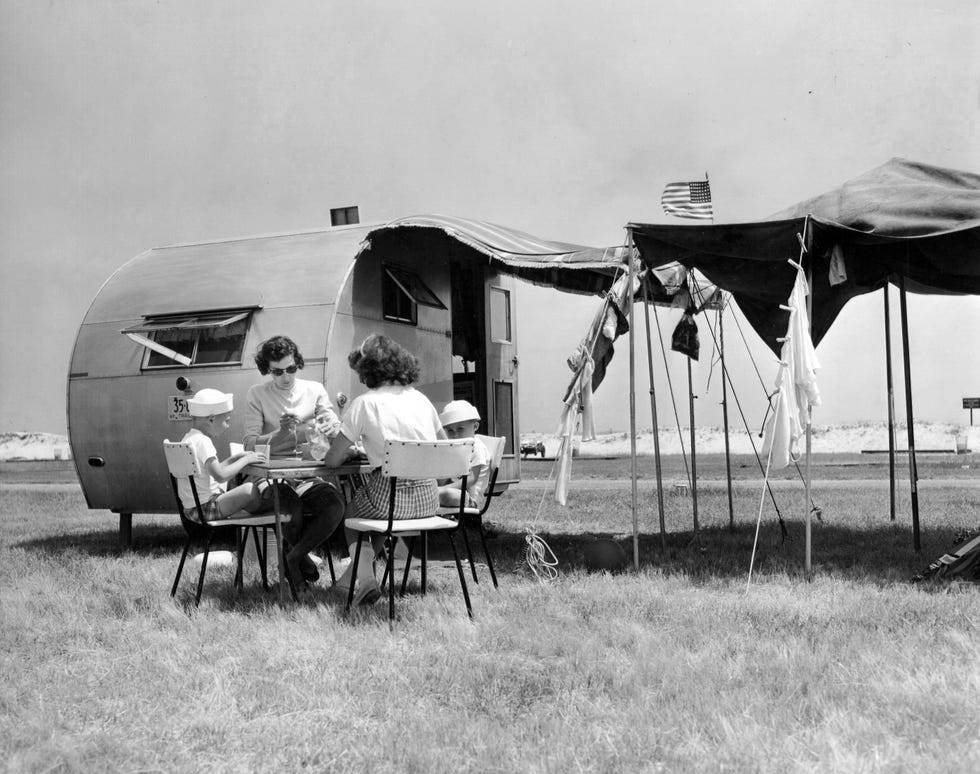 family camps with trailer at montauk park in 1958