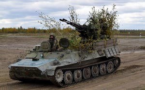 ukrainian army mt lb with 23 millimeter zu 23 gun at zhytomyr training ground on october 2017