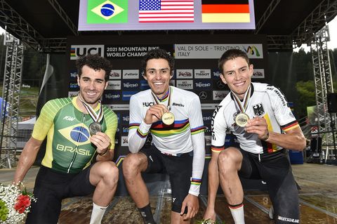 christopher blevins wins 2021 cross country short track race at mountain bike world championships