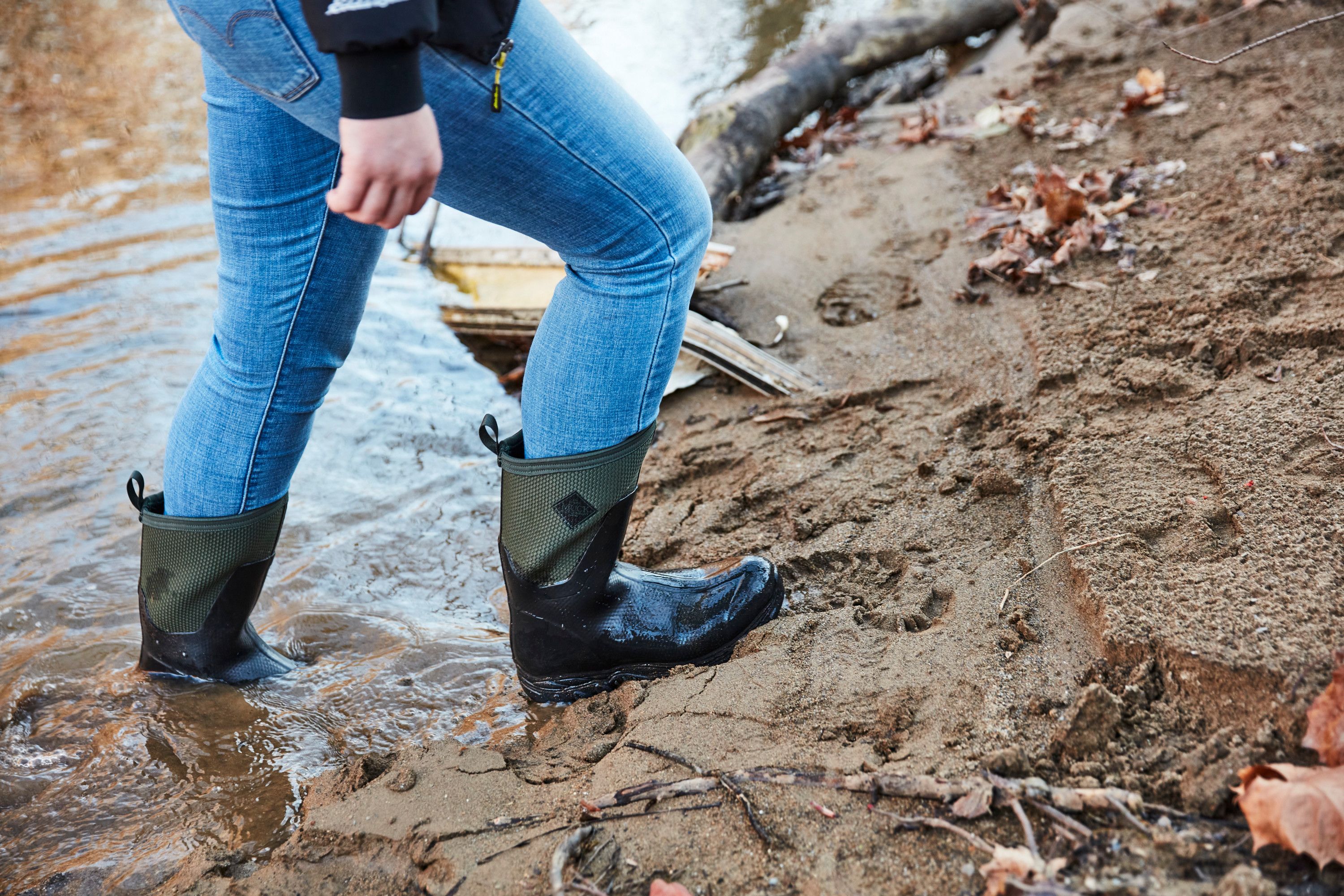 muddy rain boots