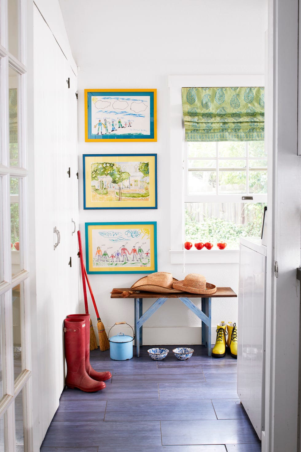 mudroom ideas - showcase kids art
